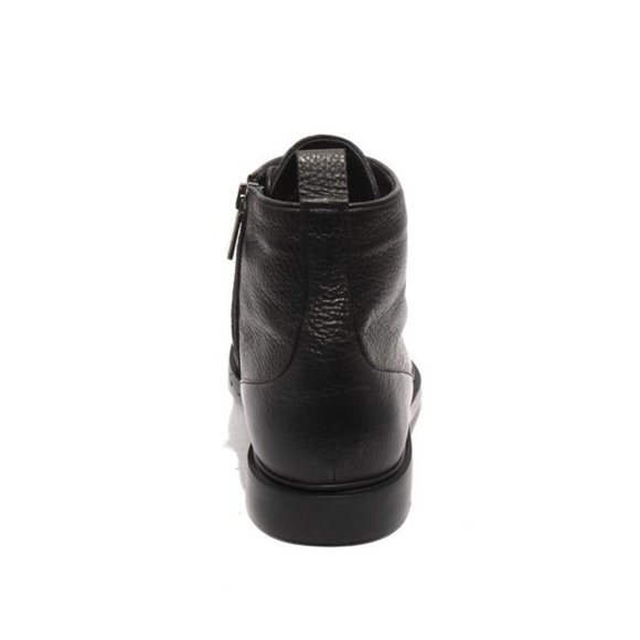 GoodMan 53352 Black Leather Shearling Fur Lace-Up Zip-Up Ankle Boots main image 5